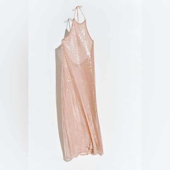 ZARA SEQUIN HALTER DRESS - Picture 8 of 9